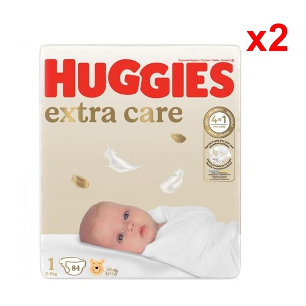 Huggies Extra Care - Autiņbiksītes - 1. izmērs, 84gab x2.