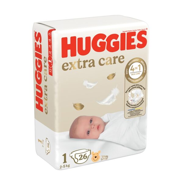 Huggies Extra Care - Autiņbiksītes - 1. izmērs, 26gab.