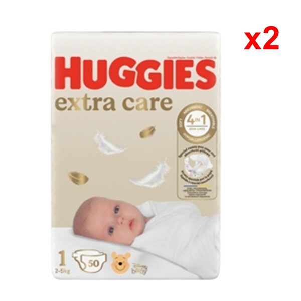 Huggies Extra Care - Autiņbiksītes - 1. izmērs, 50gab. x2