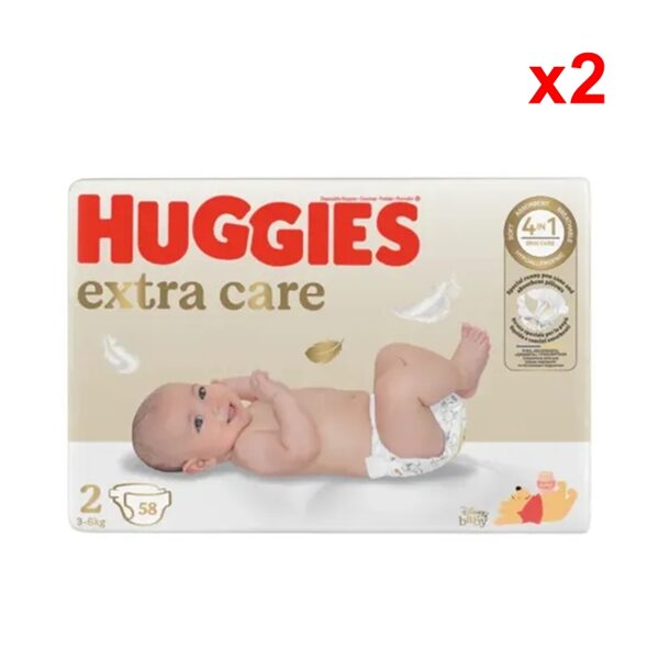 Huggies Extra Care - Autiņbiksītes - 2. izmērs, 58gab. x2