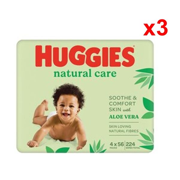 Huggies - Mitrās salvetes Pure, komplekts 3x(4x56gab.)