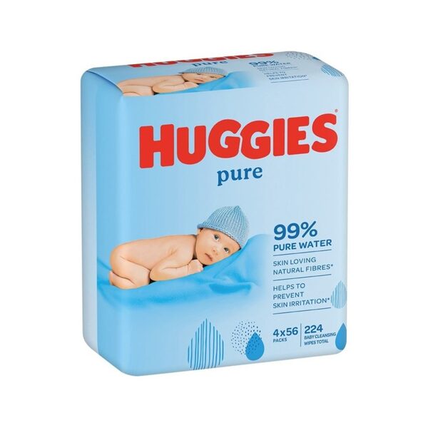 Huggies - Mitrās salvetes Pure, lielais iepakojums 4x56gab.